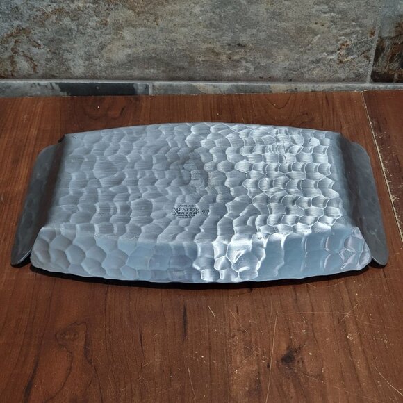 Vintage Handmade Wendell August Tray Metal Aluminum Amish Farm Scene Decorative - Picture 7 of 12